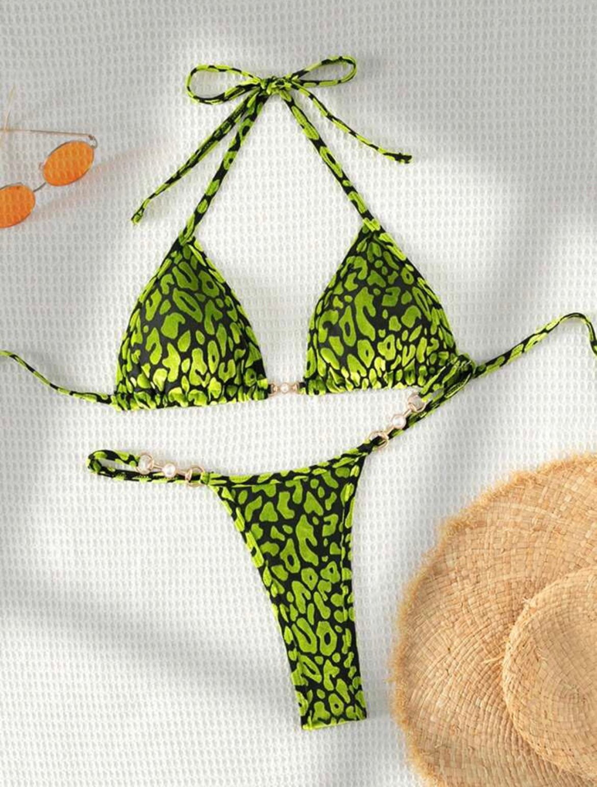 Green animal print bikini online